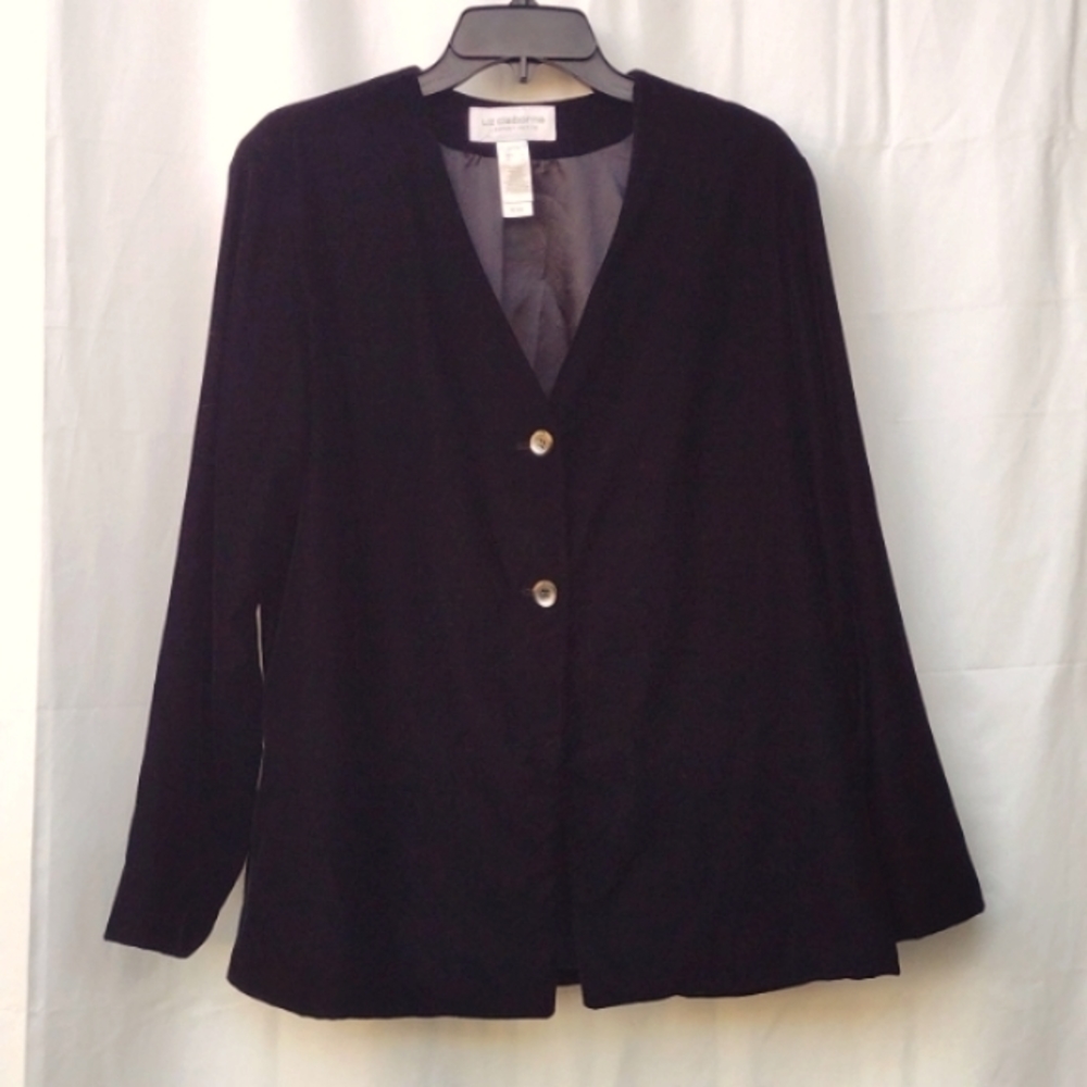 Vintage LizSport Petite Black Velour Jacket Women's Large LP